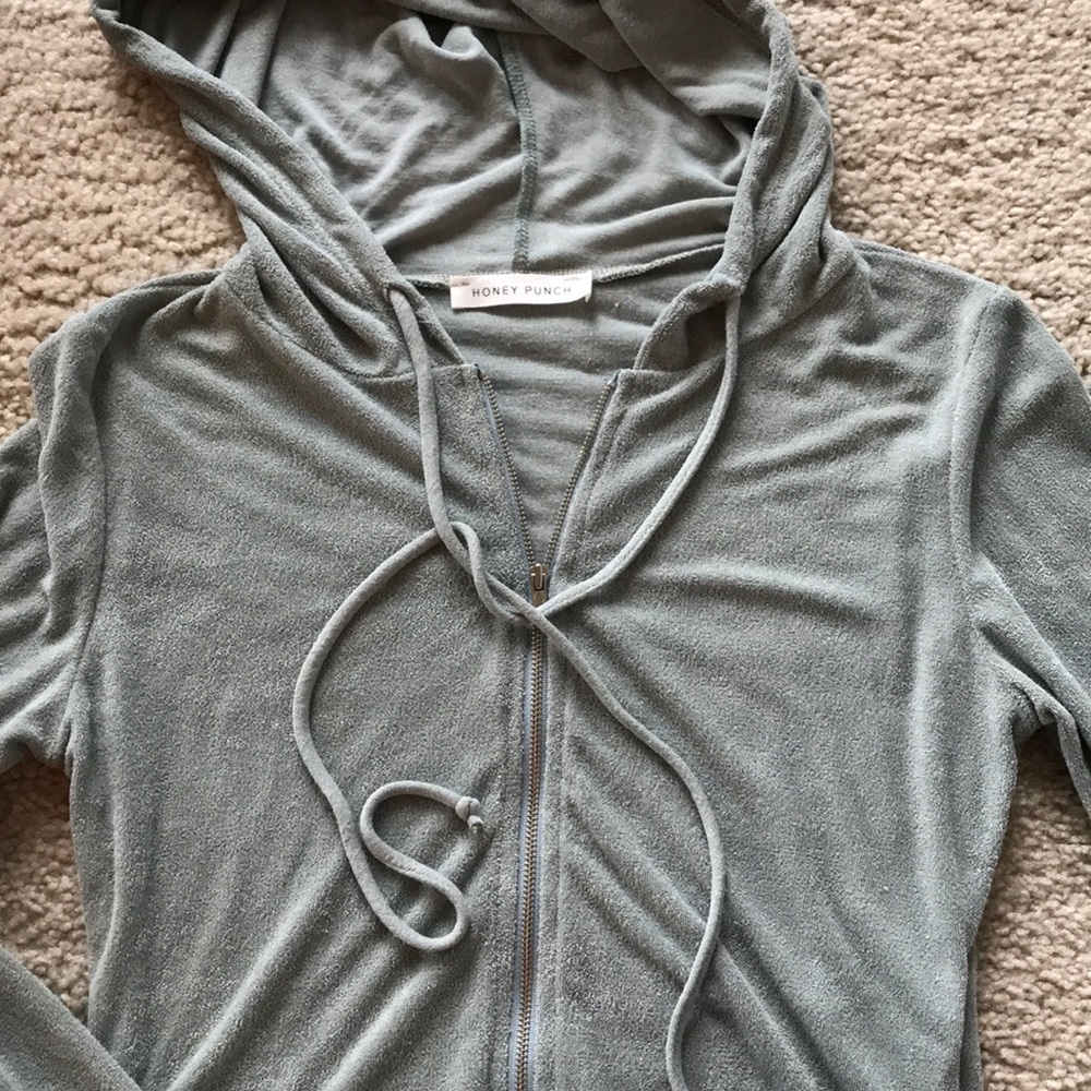 Sage Color Hooded, Cropped Jacket - Picture 7 of 8